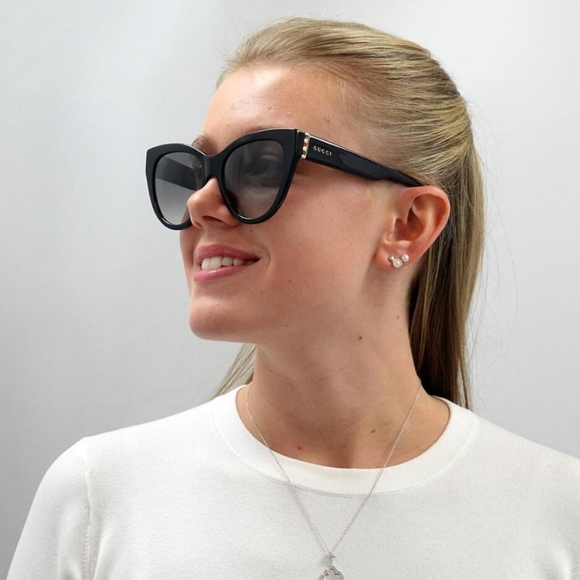 NWD$495 GUCCI GG0460S 001 Black Grey Gradient Cat Eye UV Protection Sunglasses - Picture 3 of 16